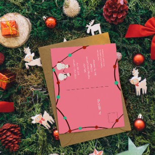 Happy Holidays – Snowman Duo & String Lights Postcard