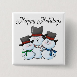 Happy Holidays (Snowman Family) Button