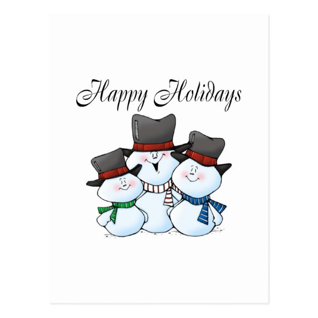 Happy Holidays Snowman Family Postcard