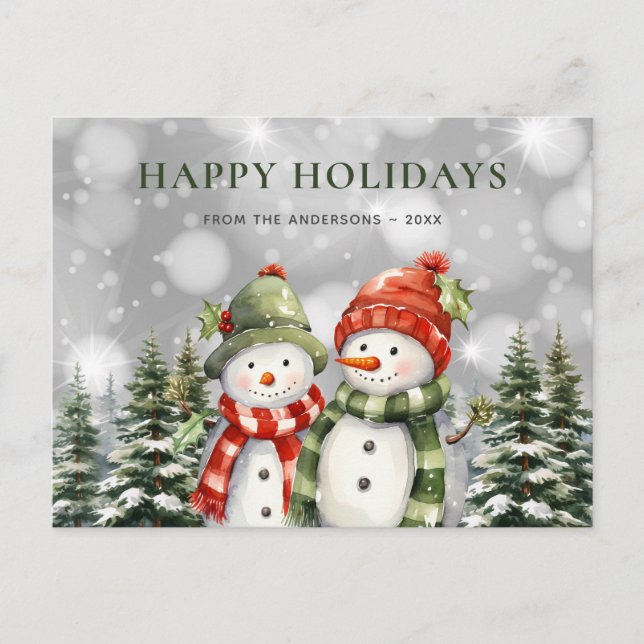 Happy Holidays Snowman Holiday Postcard (Front)