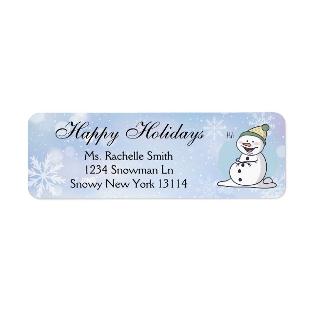 Happy Holidays Snowman Label (Front)