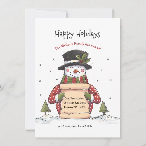 Happy Holidays Snowman Moving Announcement