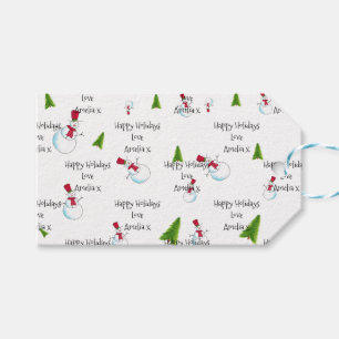 Happy holidays Snowman Personalized Gift Tags