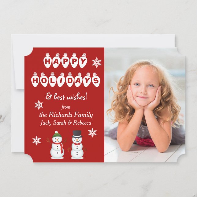 Happy Holidays Snowman Photo Template Christmas (Front)