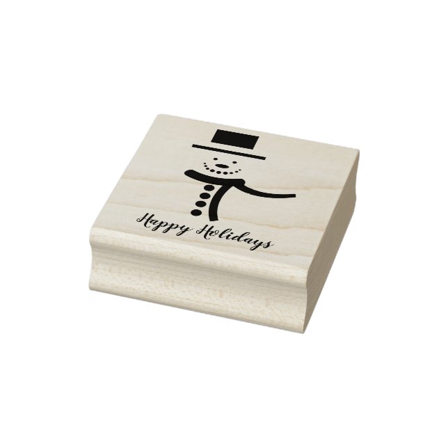 Happy Holidays Snowman Rubber Stamp (Stamp)