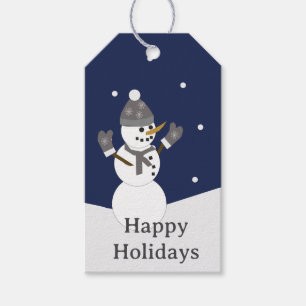Happy Holidays Snowman with mittens Gift Tags