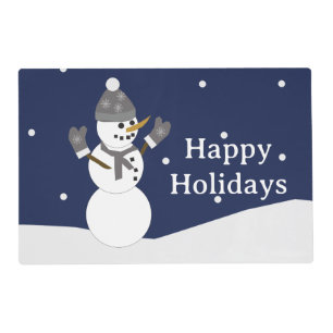 Happy Holidays Snowman with mittens Placemat