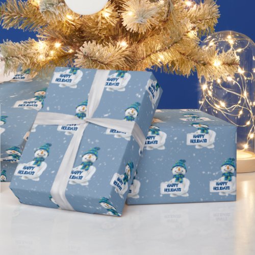 Happy Holidays Snowman Wrapping Paper