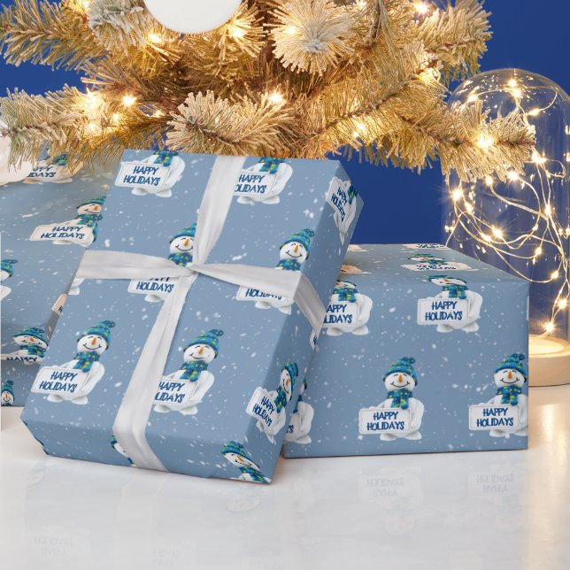 Happy Holidays Snowman Wrapping Paper (Holidays)