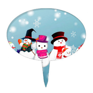 Happy Holidays Snowmen Cake Topper