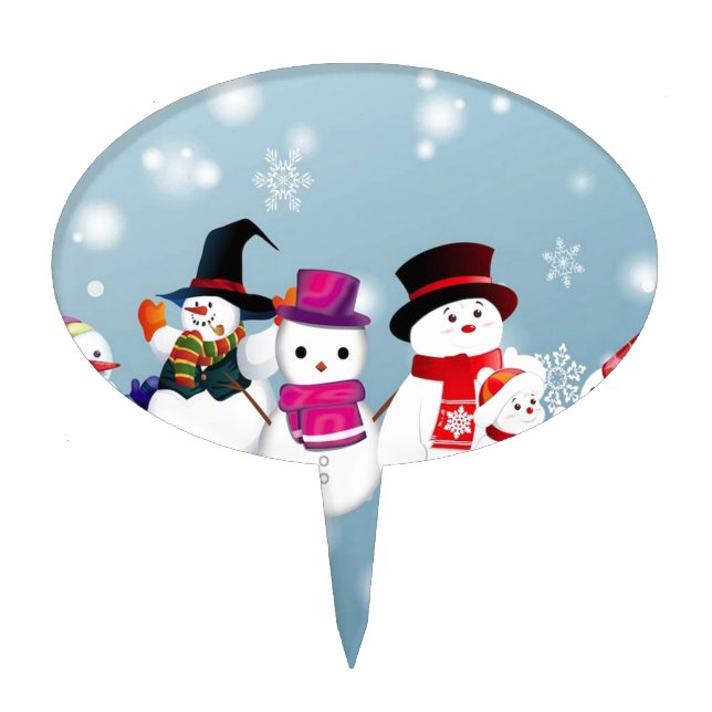 Happy Holidays Snowmen Cake Topper (Front)