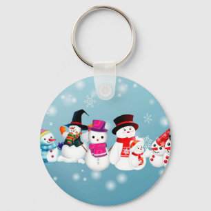 Happy Holidays Snowmen Keychain