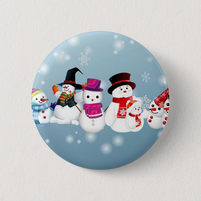 Happy Holidays Snowmen Pinback Button (Front)