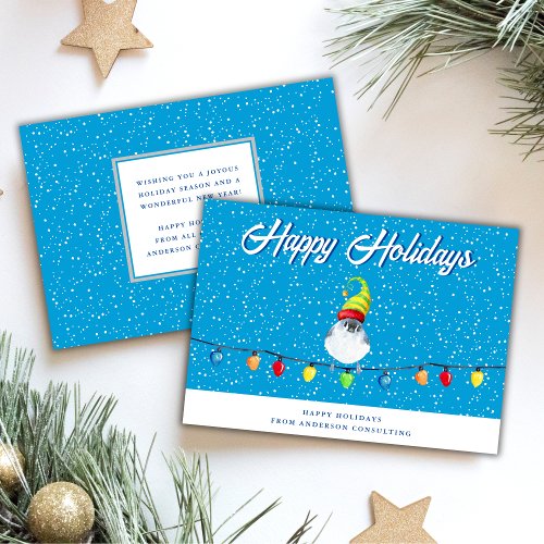 Happy Holidays Snowy Bird Business Holiday Card