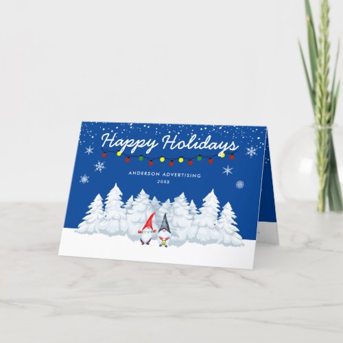 Happy Holidays Snowy Gnomes Business  Holiday Card