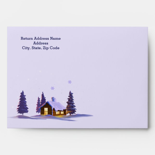 Happy Holidays. Snowy Village Custom Christmas  Envelope (Front)
