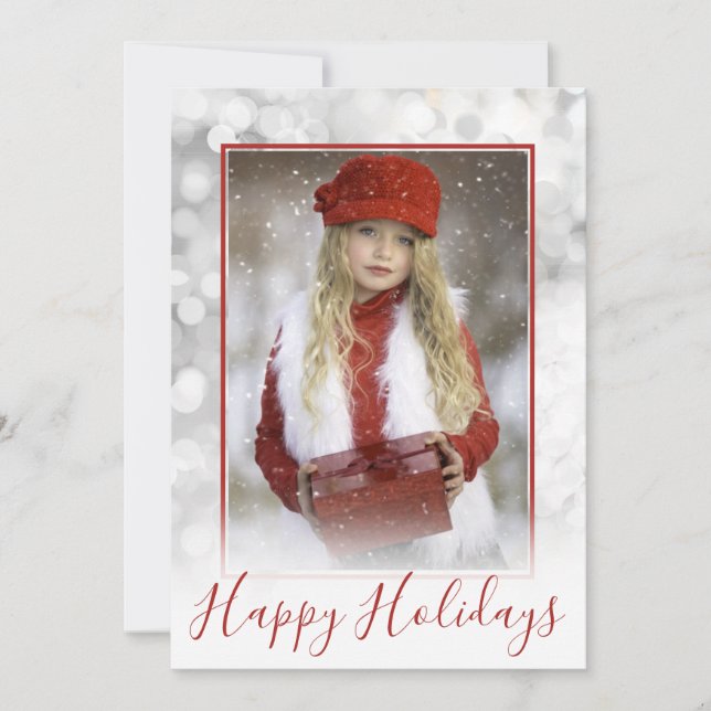 Happy Holidays Sparkle Christmas Photo Holiday Card (Front)