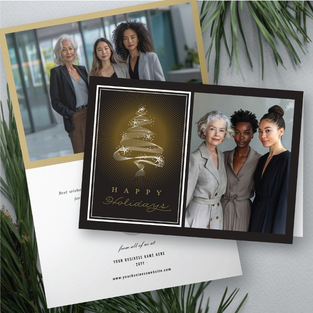 Happy Holidays Sparkling Christmas Tree Business Holiday Card (Creator Uploaded)