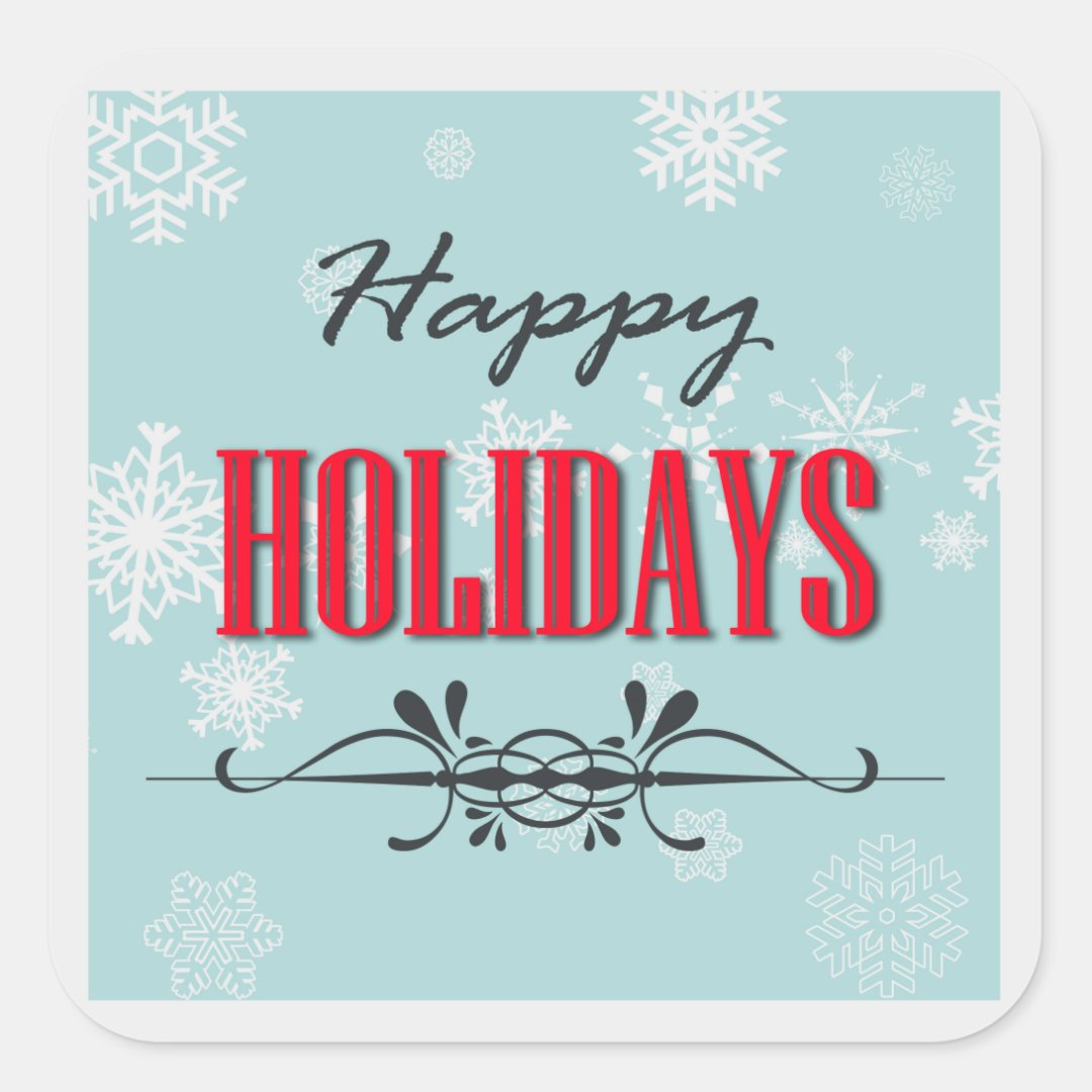 Happy Holidays Square Sticker | Zazzle