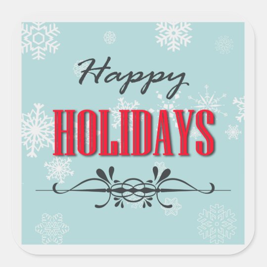 Happy Holidays Square Sticker | Zazzle.com