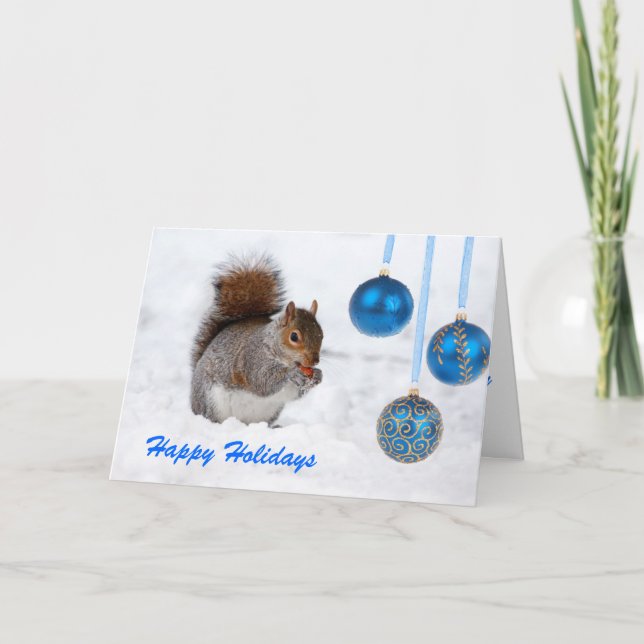 Happy Holidays Squirrel Christmas Card (Front)