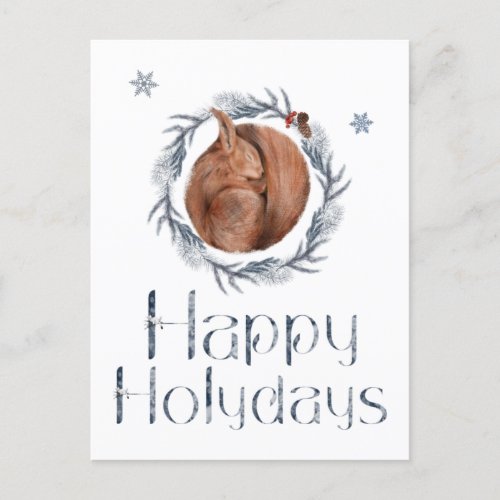 Happy Holidays Squirrel In The Nest Postcard