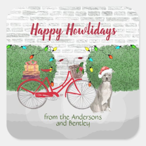 Happy Holidays Staffordshire Terrier Square Sticker