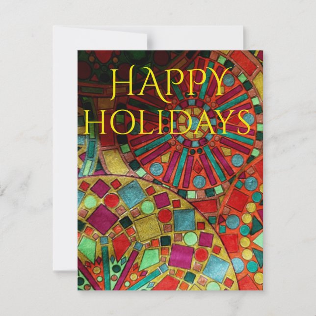 Happy Holidays Stained Ornament Holiday Card (Front)