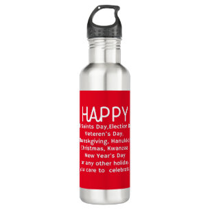 Happy Holidays Stainless Steel Water Bottle