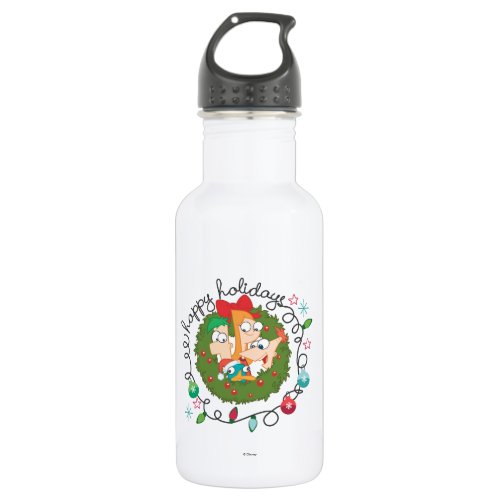 Happy Holidays Stainless Steel Water Bottle