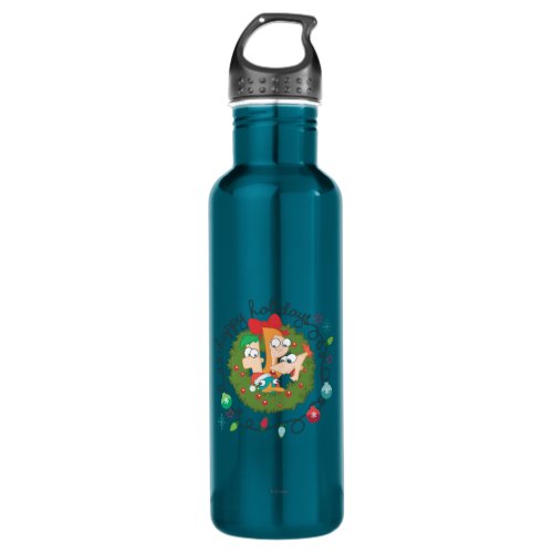 Happy Holidays Stainless Steel Water Bottle