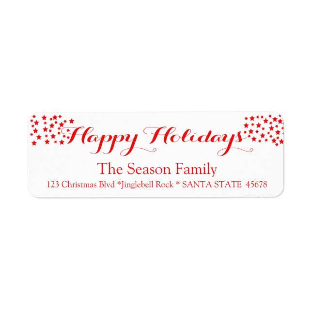 Happy Holidays stars holiday label (Front)