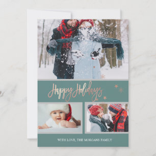 Happy Holidays Stars Merry Christmas Photo Collage Announcement