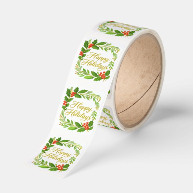 'Happy Holidays' Sticker (Roll)
