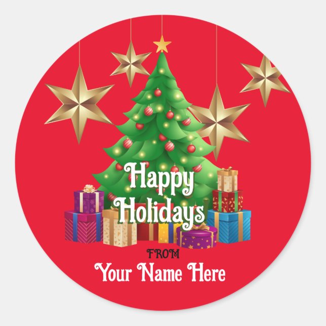 Happy Holidays Sticker Personalized (Front)