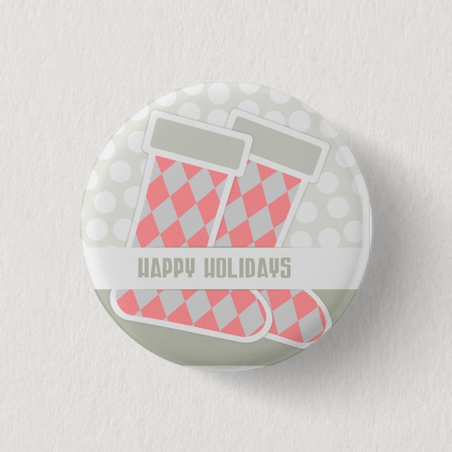 Happy Holidays Stocking Button (Front)