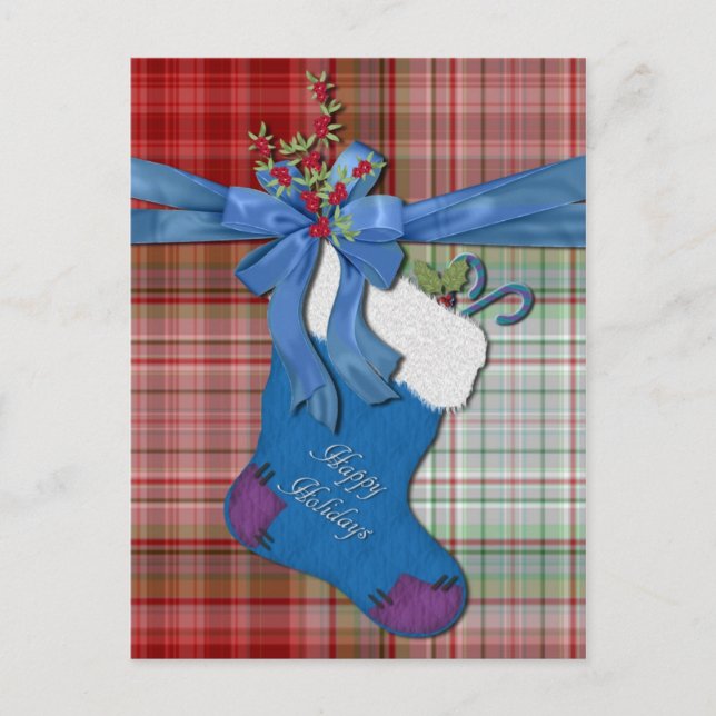 Happy Holidays Stocking Holiday Postcard (Front)