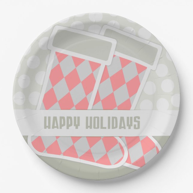 Happy Holidays Stocking Paper Plates (Front)