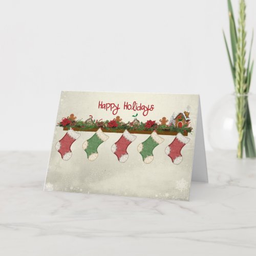 Happy Holidays Stockings Holiday Card