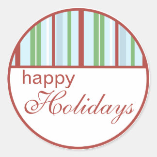 Happy Holidays Striped Christmas Stickers