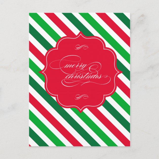 Happy Holidays Stripes Postcard (Front)