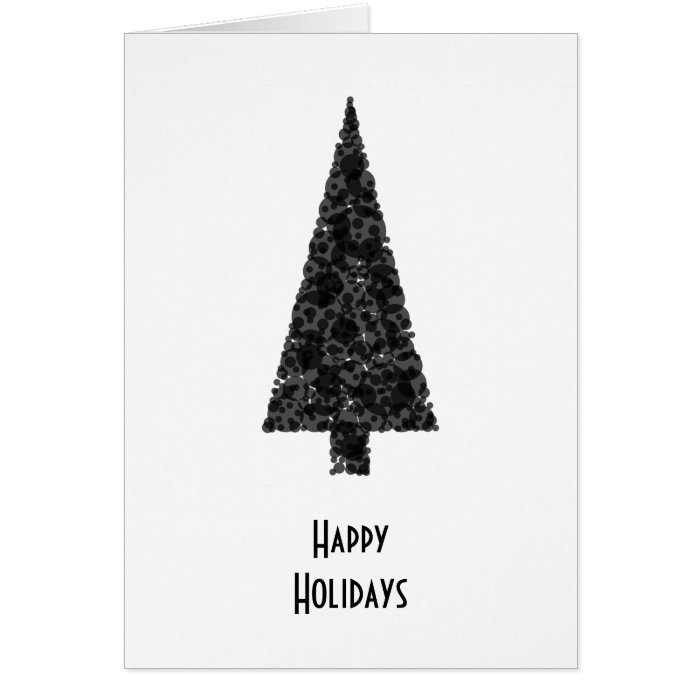 Happy Holidays. Stylish Tree. Black White. Greeting Cards