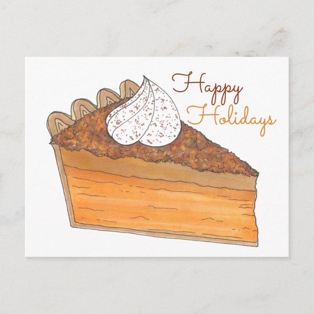 Happy Holidays Sweet Potato Pie Slice Soul Food Holiday Postcard (Front)