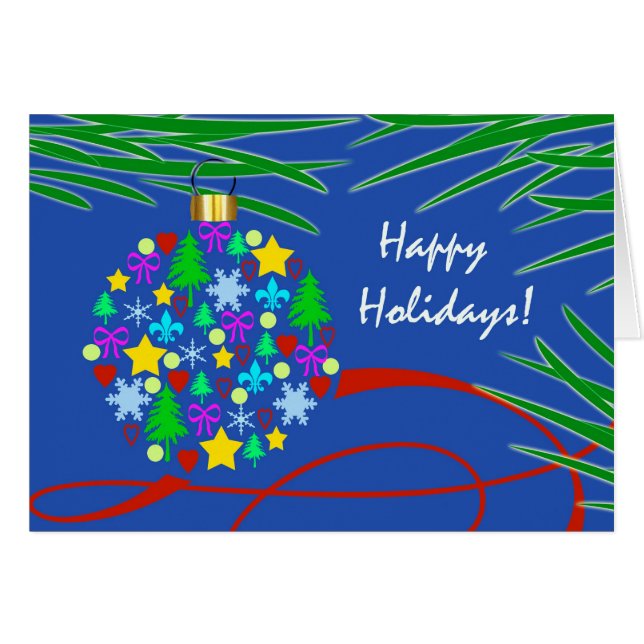Happy Holidays, Symbols Ornament Contemporary Cards (Front Horizontal)