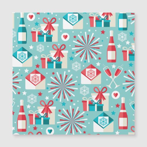 Happy Holidays Teal Blue and Red Pattern