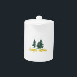 Happy Holidays Teapot<br><div class="desc">Stately evergreens take your thoughts to a place of cool fragrant breezes. These stately trees are a lovely way to decorate holiday wear.</div>