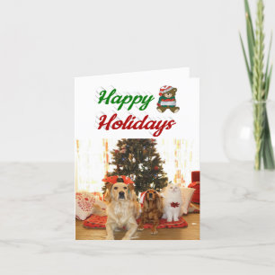 Happy Holidays Teddy Bear Christmas photo script Holiday Card