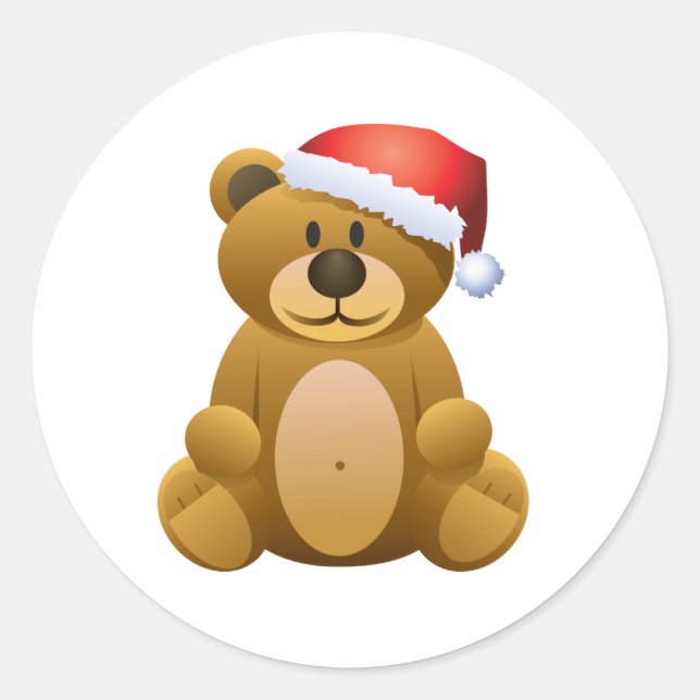 Happy Holidays Teddy Bear Classic Round Sticker (Front)