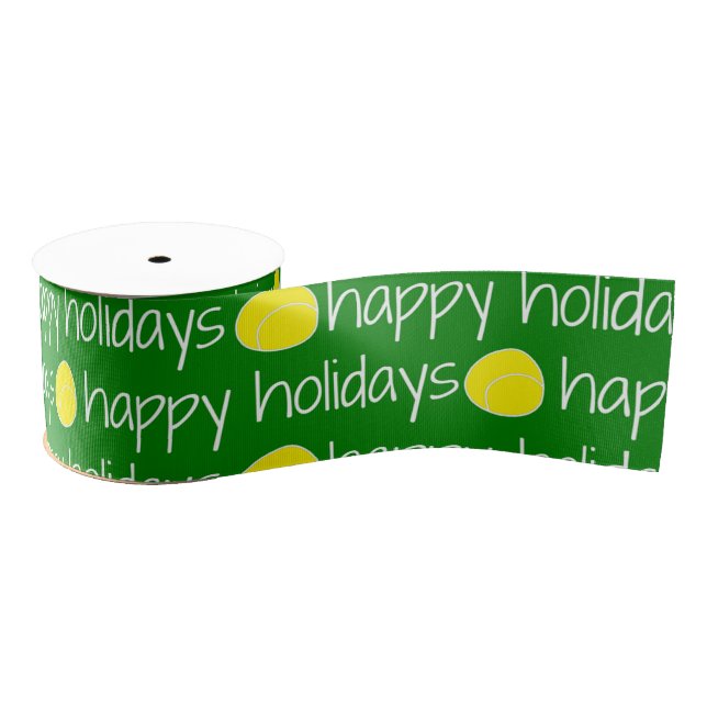 Happy Holidays Tennis Themed Ribbon (Spool)