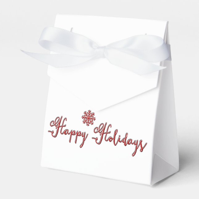 Happy Holidays-Tent with Ribbon Favor Box (Front Side)